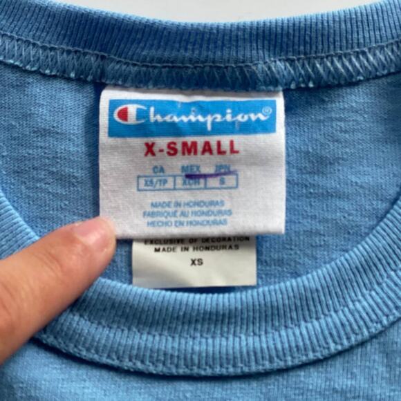 Champion Inglewood Rainbow Logo T-Shirt Light Blue Tee Men's Size XS - Picture 3 of 4